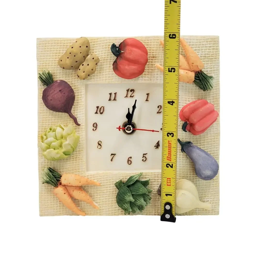 New Kitchen Clock School Office Home Vegetables Shabby Chic Decor Square